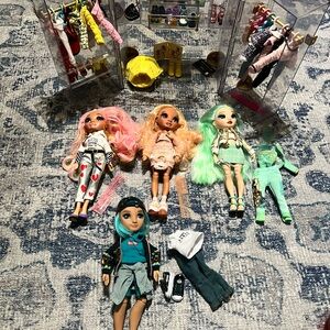 Rainbow Fashion Doll Set with clothes & accessory closet